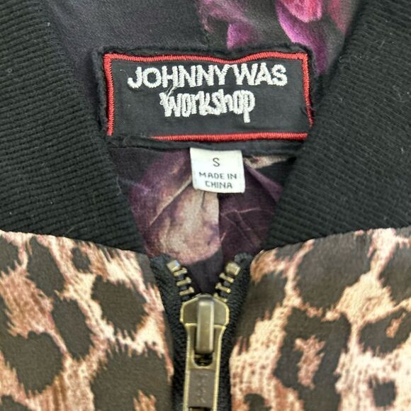 Johnny Was Brown and Black Leopard Print Jacket 100% Silk - Picture 3 of 5